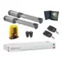 Pair of BFT PHOBOS AC A50 swing gate motors with RIGEL 6 control panel and long drive arm assembly from the kit