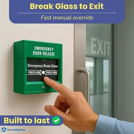 Emergency Door Release in Oman | Green Break Glass Unit, Single Pole - Image 2