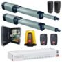 Pair of BFT KUSTOS BT A40 swing gate motors with THALIA control panel, photocells and flashing light from the twin kit