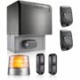 Somfy Elixo 2000 sliding gate motor in a grey housing with the Somfy logo and a release cover on the front