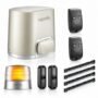 Somfy Elixo Smart io sliding gate motor in a white housing with the Somfy logo and a status indicator on the front